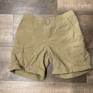 REI tan shorts with elastic waistband